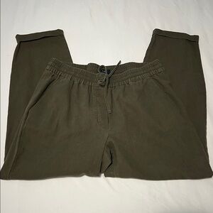 J Crew Factory Olive Green Cotton/Linen Blend Pull On Pants